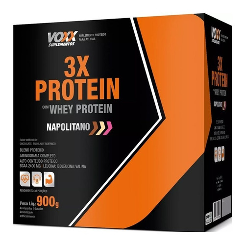 3x Protein Whey Protein Voxx Nutracom Napolitano 900g