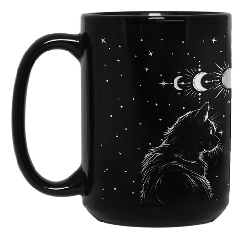 Taza De Cafe De Gato Negro De 15 Onzas, Regalos Para Amantes