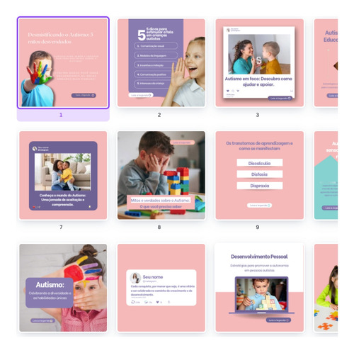Pacote Plr 85 Artes Sobre Autismo Para Redes Sociais