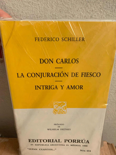 Don Carlos / La Conjuración De Fiesco Schiller, Federico