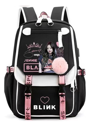 Blackpink Student Mochila For Girls, Usb Cable, For Cable