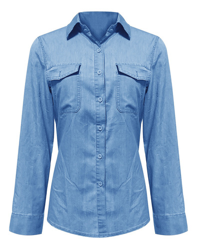 Blusa E, Camisa Vaquera Para Mujer, Cambray, Vaqueros Wester