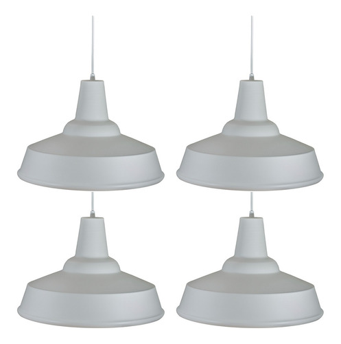 Pack X 4 Lampara Colgante Galponera Campana Industrial Ø40cm