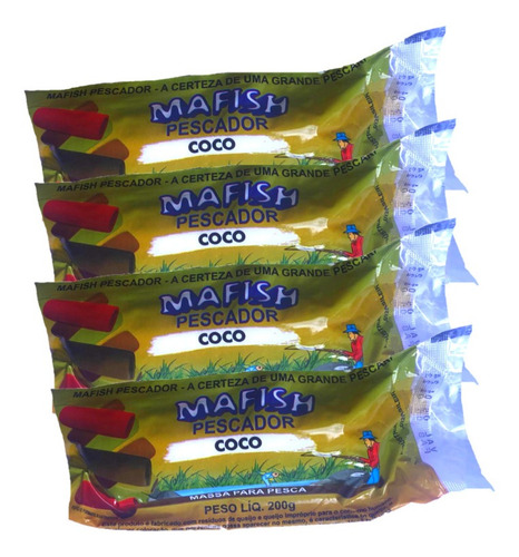 Kit 4 Massa Pesca Mafish 200g - Coco