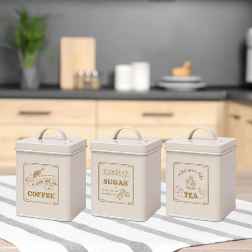 Juego De Recipientes Para Mostrador De Cocina De 3 Lechoso