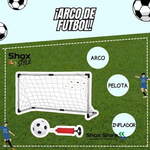 Set Arco Futbol Pelota Inflador Red Infantil Blanco Juego