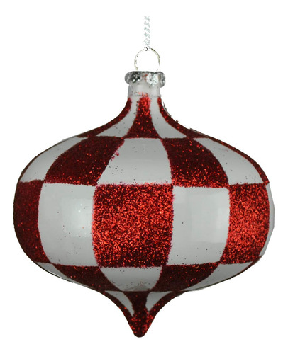 Adorno Navideño 3.150 In Diseño Cebolla Color Blanco Rojo