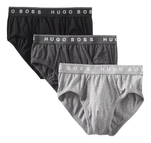 Trusa Hugo Boss Pure Cotton Negro / Gris Algodón 3 Pack Orig