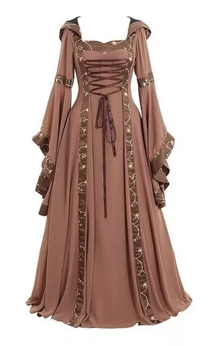 Vestido medieval mujer, ropa larp, recreación medieval, vestido de lino  medieval, regalo de Navidad -  México