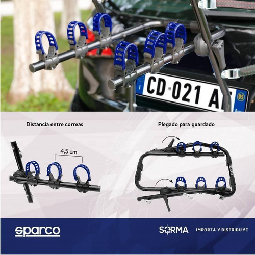 Imagen 5 de 9 de Porta Bicicleta Auto Baul Sparco Universal Para 3 Bicis