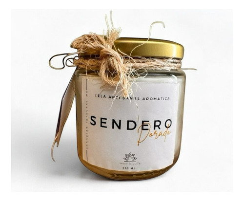 Vela Artesanal Aromática - 210 Ml - Protección Y Abre Camino Blanco Vela Sendero Dorado Mandarina