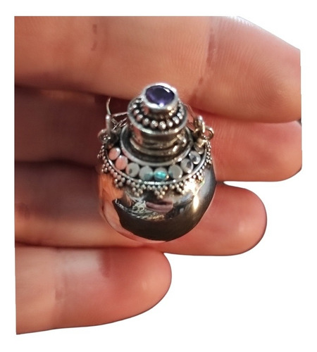 Imagen 2 de 2 de Dije Colgante Plata Perfumero Con Amatista
