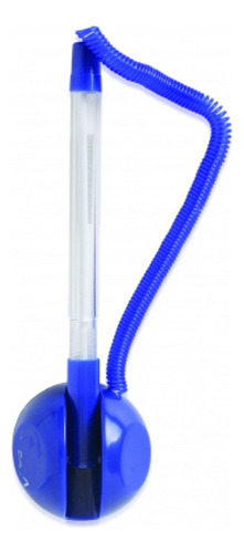 12 Bolígrafo Con Cordón Y Base Adhes. Imperdible Mostrador Tinta Azul Exterior Agua