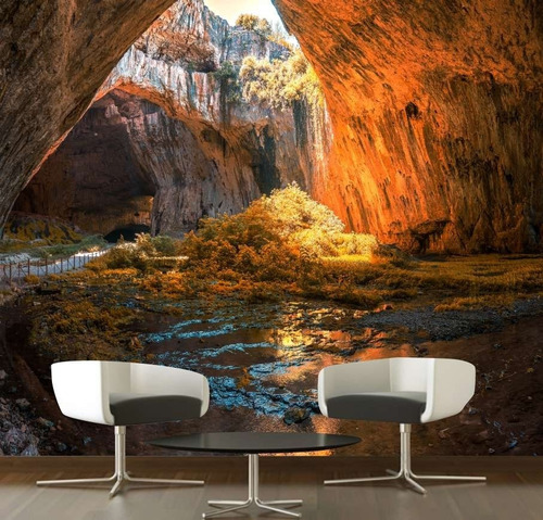 Papel De Parede Paisagem Caverna Gruta Riacho Montanha Gg811