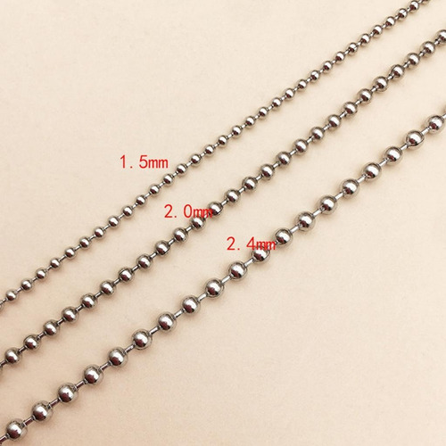 Cadena De De Bolas De Acero Inoxidable De Plata 2.4mm