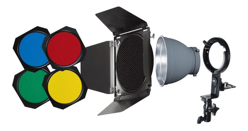 Kit Adaptador P/ Flash Cacerola Chapaleta Grid Filtros Color