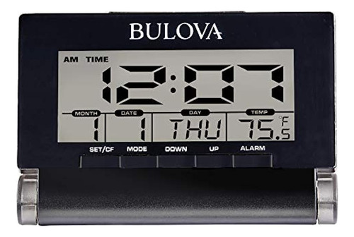 Bulova Reloj Despertador De Tiempo De Viaje, Negro