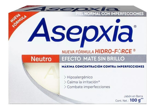 Asepxia Jabón En Barra Neutro Efecto Mate Sin Brillo X 100g