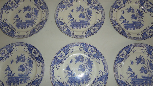 Platos Llanos Delft Antiguos Años 1910 Pintados Miralos