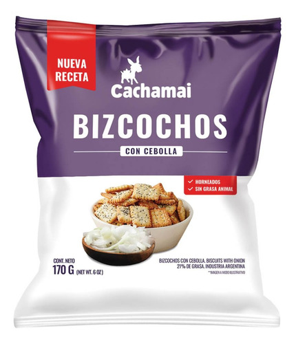 Bizcochos Salados Sabor Cebolla Cachamai 170 Gr X 4 Unidades