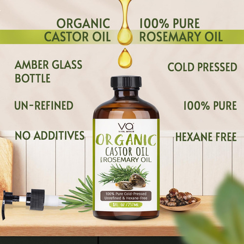 Aceite Capilar Vital Affair Organic Castor Con Romero, Vidri