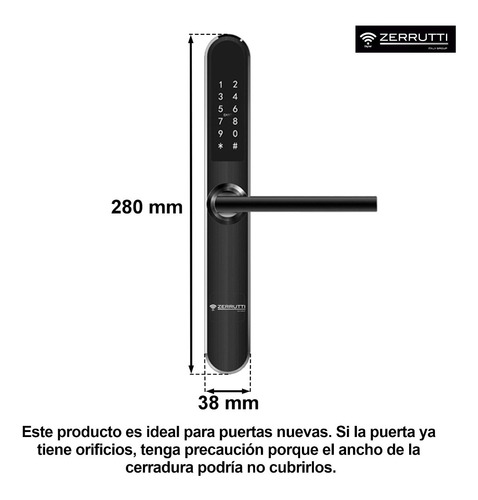Imagen 2 de 7 de Cerradura Digital Inteligente Zerrutti Ze 8050