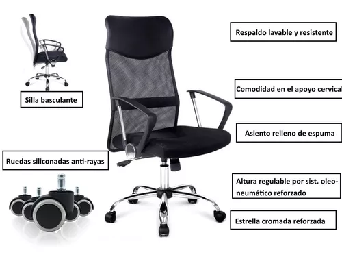 Silla Oficina Sillon Ejecutivo Respaldo Alto Comodo Reforzad