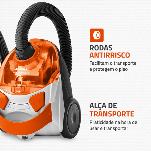 Aspirador De Pó Hepa Turbo 2000 Mondial Branco/laranja Ap-15 Branco