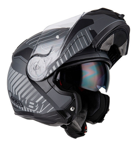 Capacete De Moto Robocop Nzi Combi 2 Sierra Cinza/preto @# Cor Cinza Tamanho do capacete 59/60 (L)