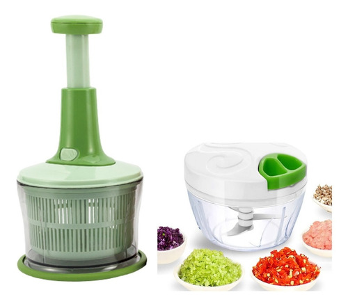 Pack Picadora Manual Verduras Cortador Slicer De Vegetales