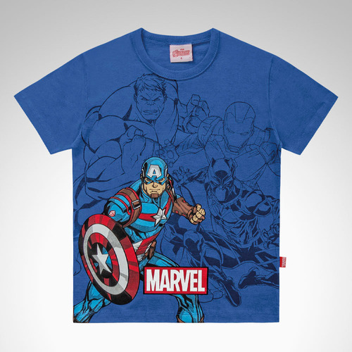 Camiseta Avengers Infantil Manga Curta Fakini 02570 Tm 4à 10