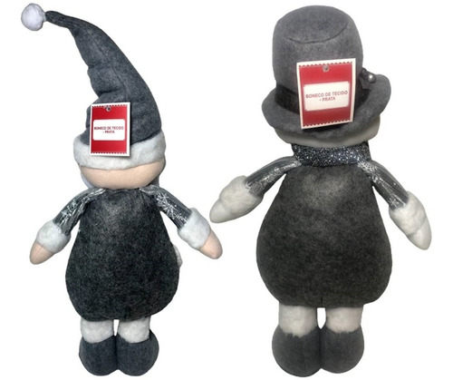 Kit Luxo Prata Decoração Natal : Papai Noel + Boneco De Neve