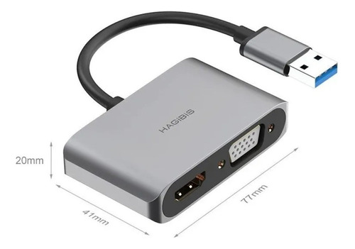 Adaptador Usb3.0 Para Hdmi+vga+usb2.0 Hagibis