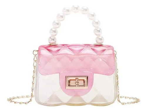 Mini Bolsa Para Niña Crossbody Moda Moderna Cute Casual Acabado De Los Herrajes Oro Color Rosa/transparente Correa De Hombro Oro Diseño De La Tela Cuadros