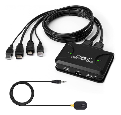 Conmutador Kvm Hdmi De 2 Puertos 4k, 2 Computadoras Com...