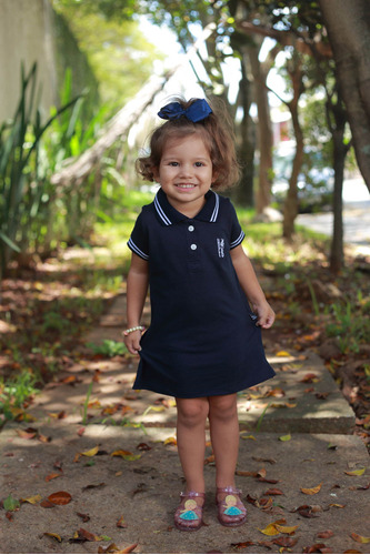 Vestido Polo Infantil Azul Marinho Céu