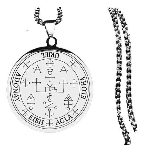 L Dije Sello Sigilo Arcángel Uriel Collar Medalla Acero