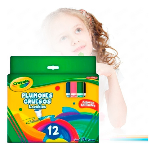 Marcador Grueso Lavable Crayola® Con 12 Piezas Brillantes