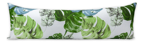 1 Fronha Para Travesseiro De Corpo Xuxão Estampado 180 Fios Folhas Verde