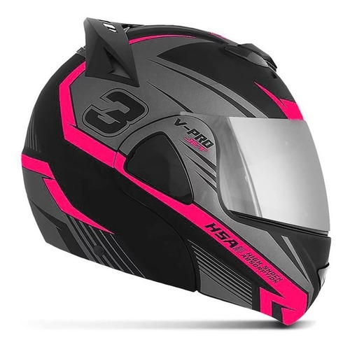 Imagem 1 de 3 de Capacete V-pro Jet 3 Viseira Espelhada Adesivos Pro Tork Abs