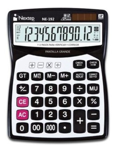 Calculadora Nextep Ne192 12 Dígitos Escritorio Solar /v Color Negro