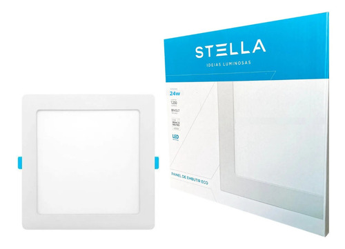 Painel De Embutir Eco Stella 24w Quadrado 4000k Sth9954q/40 Cor Branco 110V/220V