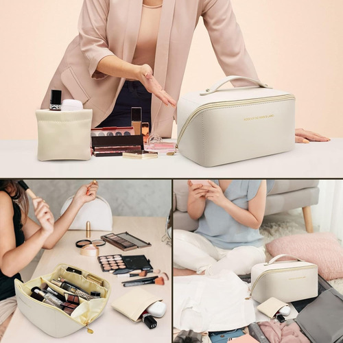 Cosmetiquera Amplia Con Monedero De Regalo Varios Colores Beige Lisa