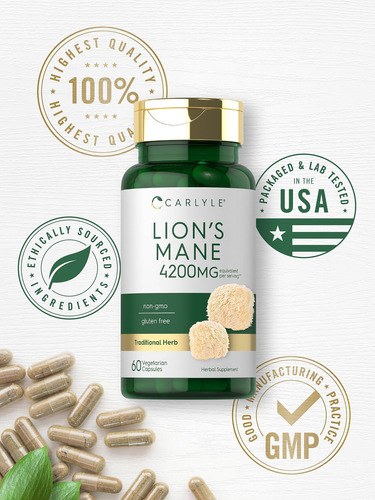 Suplemento Carlyle Lions Mane Capsules 4200 Mg 60 Unidades