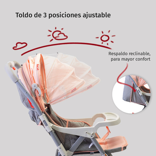 Carriola Reversible Para Bebé D Bebe Bm Rosa Rosa