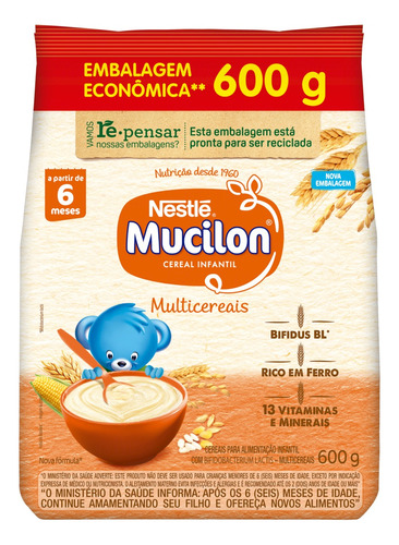 Cereais Infantil Nestlé Mucilon Multicereais em pacote 600 g