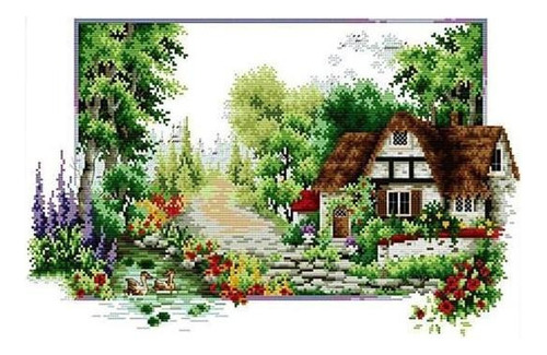 2xcottage Garden Set De Estampado Diy Hecha 14ct 50x33cm