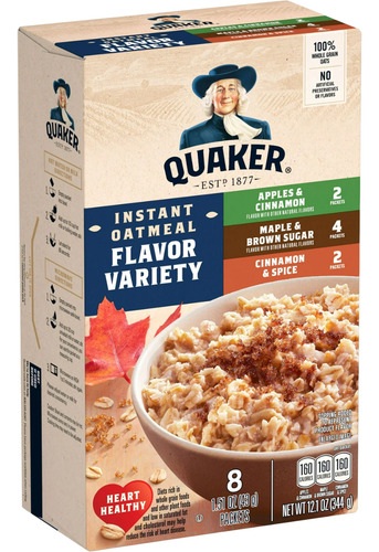 Avena Instantánea Quaker Variedad De Sabor, 8 Sobres