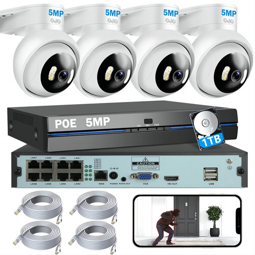 Ojo® 5mp Poe Kit De Cámara De Videovigilancia 1tb Cctv 1920p