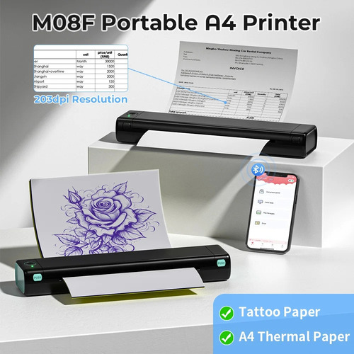 Impresora De Papel De Tatuaje M08f A4 Impresora Térmica Port